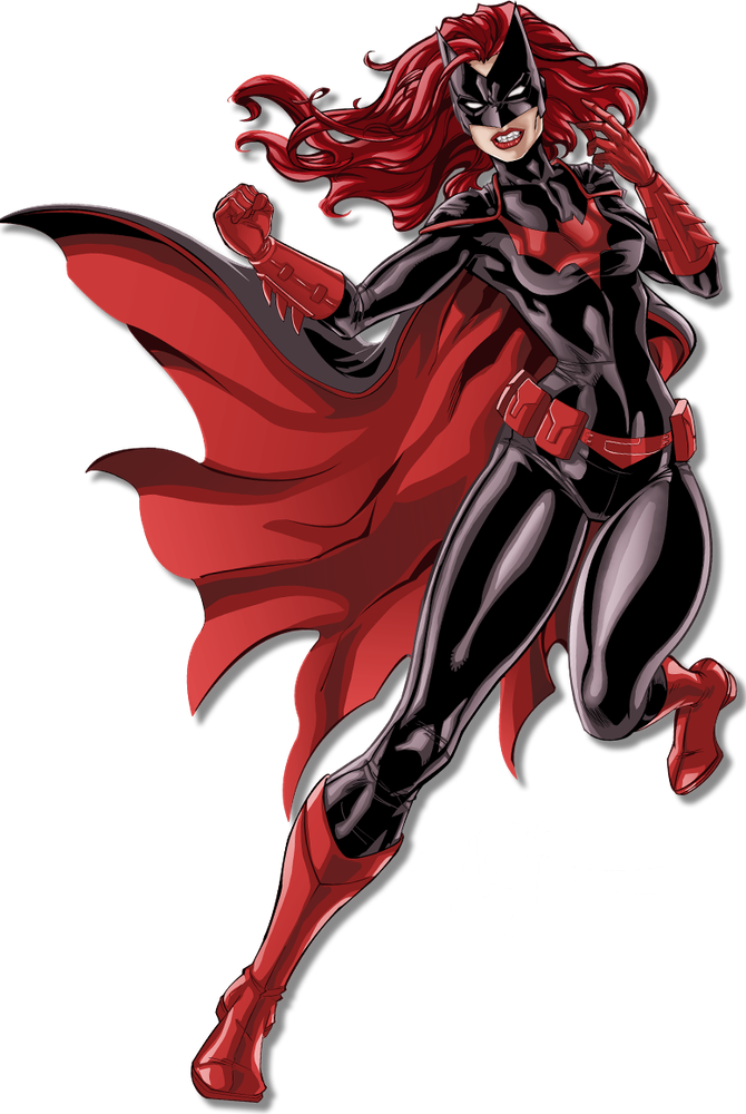 Batwoman, Kate Kane, black suit and red bat