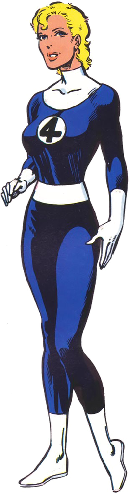 Invisible Woman, Sue Storm, classic Byrne-era blue/white uniform