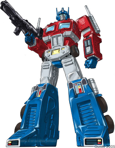 Optimus Prime, G1 toy-influenced illustration attributed to Guido Guidi; original publication unidentified