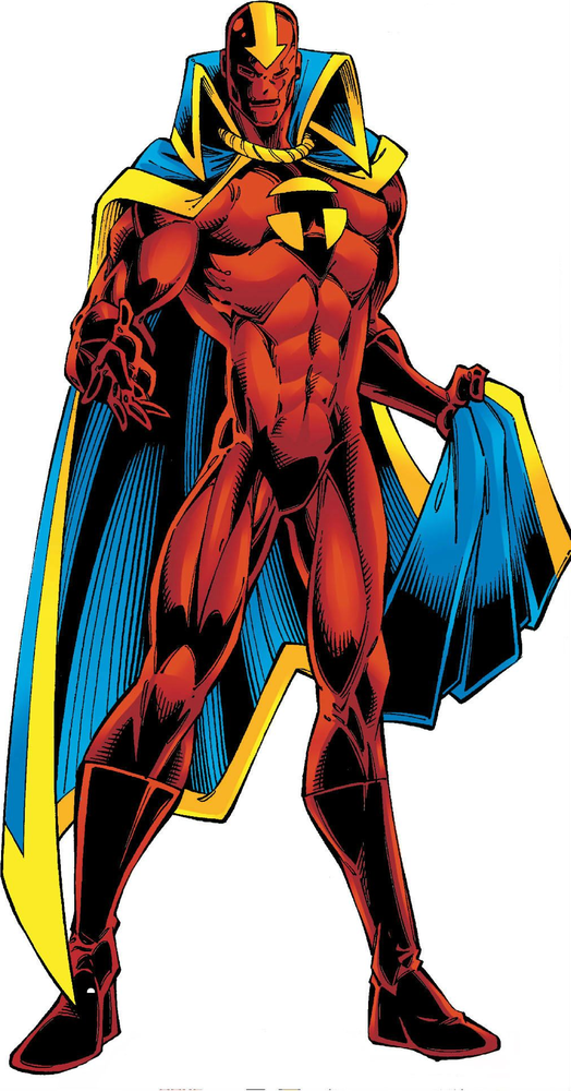 Red Tornado, Later comic costume with black chest field, also seen in Young Justice (1998)